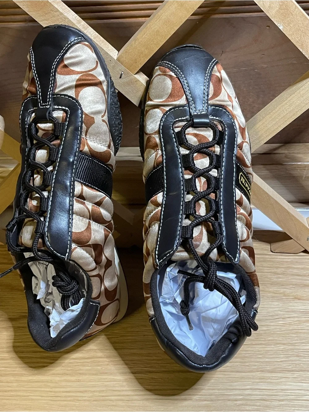 Coach W Sz 8M Metallic Bronze / Choco Quilted low -top Sneaker /Authentic Coach
